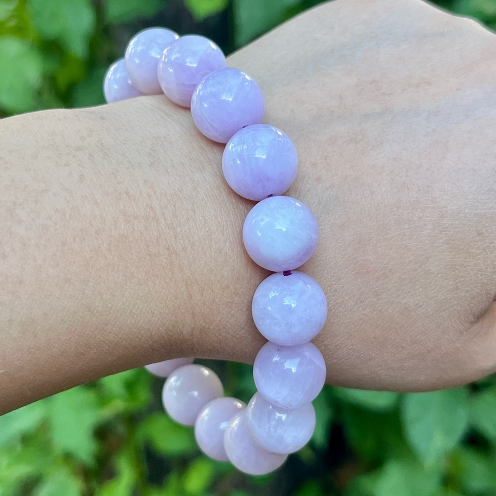 13mm stretchable natural cat eye kunzite‎ bracelet - Picture 8 of 10
